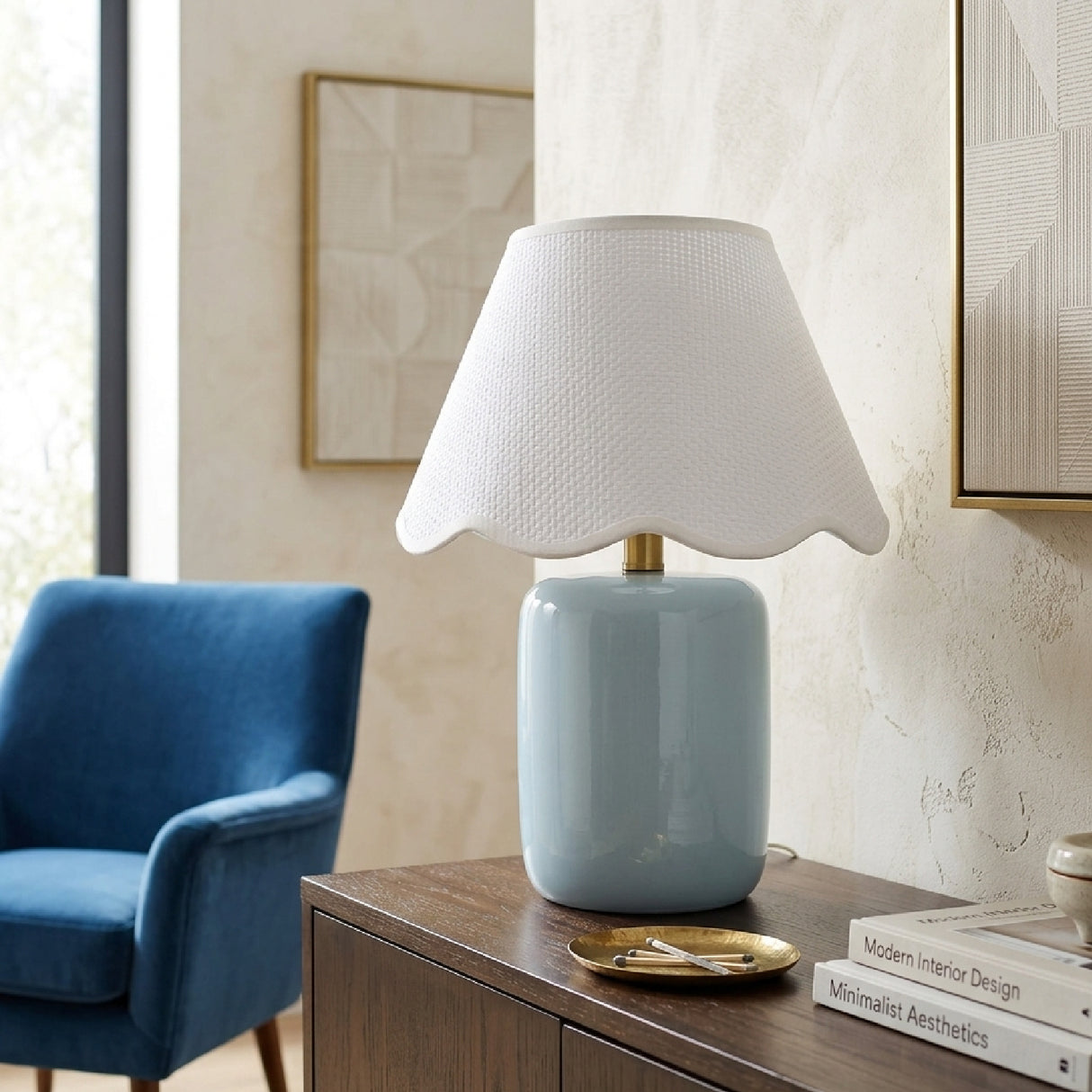 Modern European furniture - Scalloped Seagrass Ceramic Table Lamp - www.oroa.com