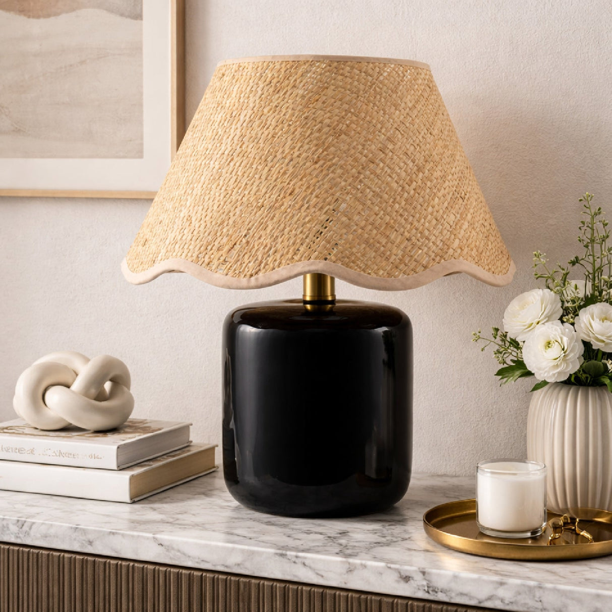Scalloped Edge Seagrass Table Lamp | Kuda Home Marivela | Oroa.com
