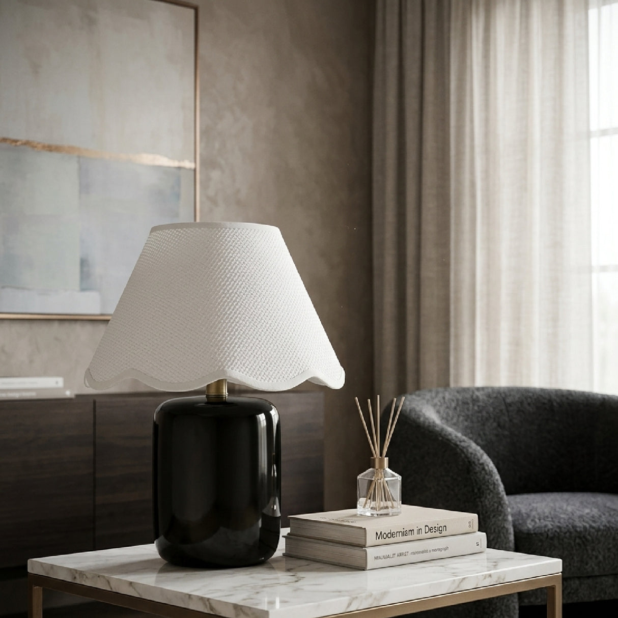 Modern European furniture - Scalloped Seagrass Ceramic Table Lamp - www.oroa.com