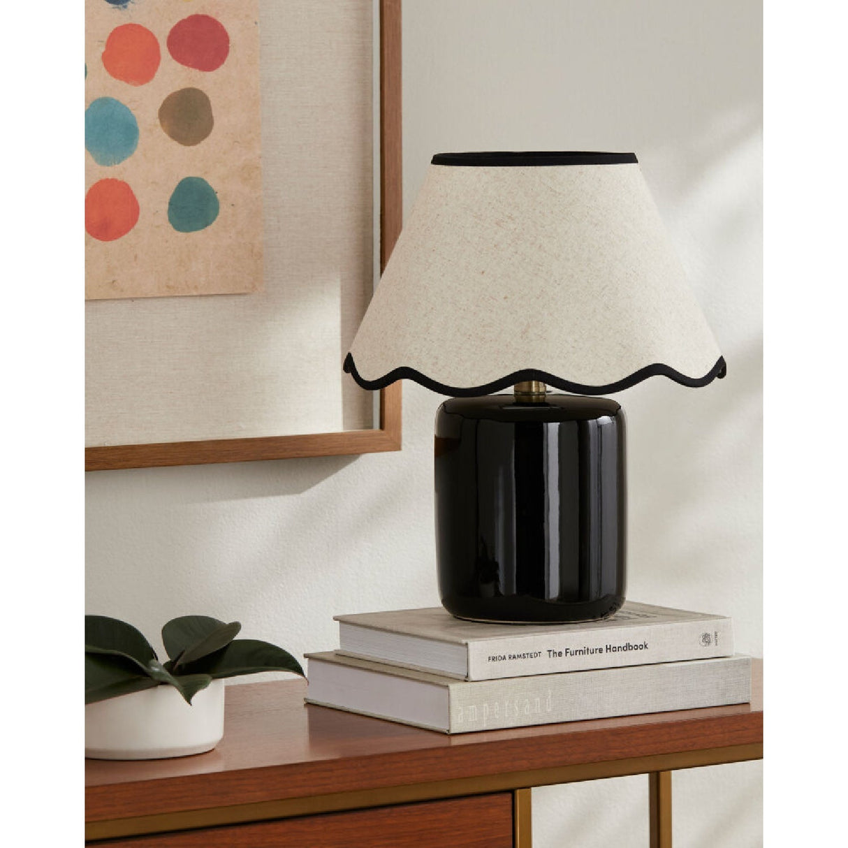 Modern European furniture - Scalloped Linen Ceramic Table Lamp - www.oroa.com