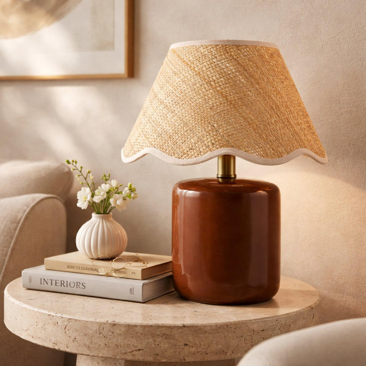 Scalloped Edge Seagrass Table Lamp | Kuda Home Marivela | Oroa.com