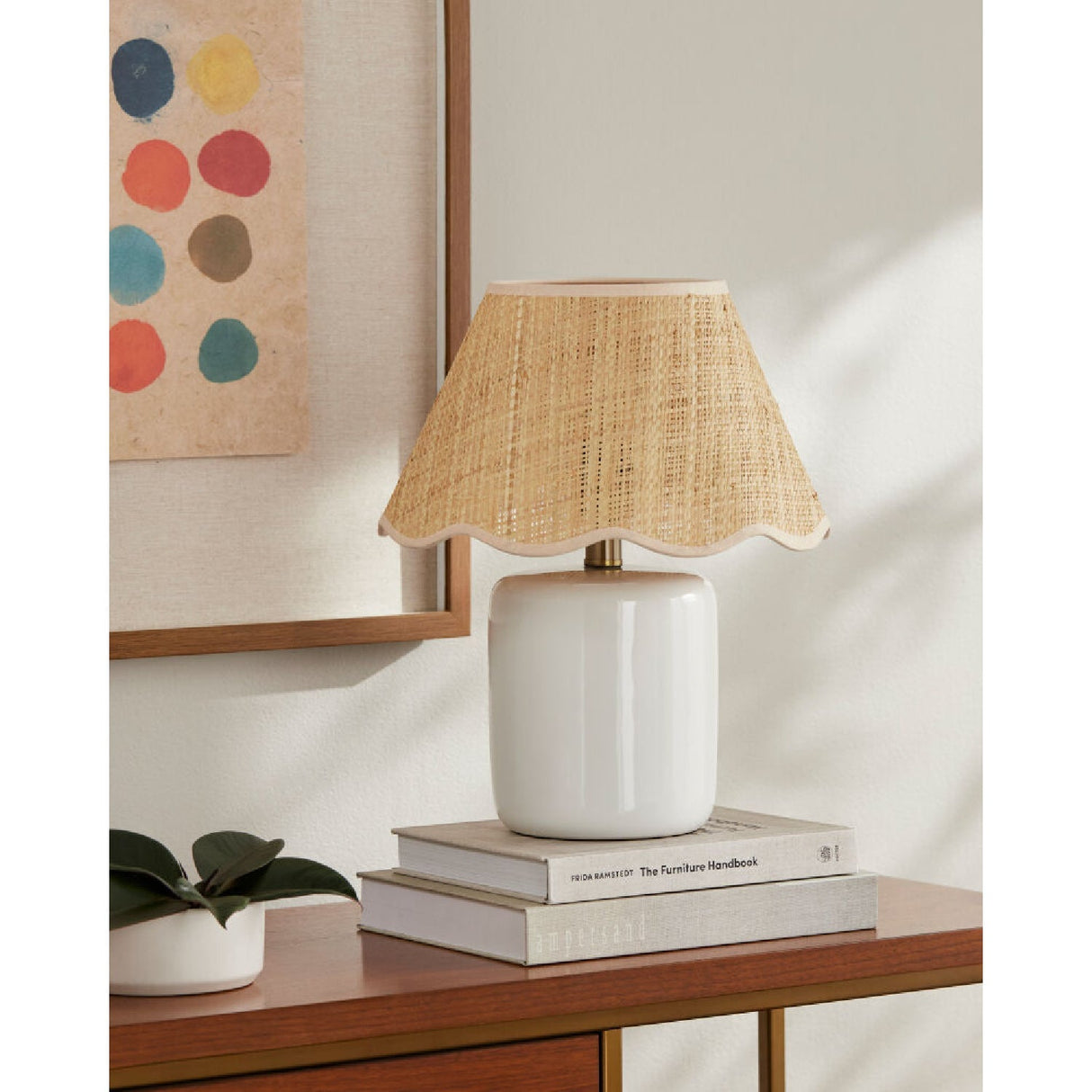 Modern European furniture - Scalloped Edge Seagrass Table Lamp - www.oroa.com