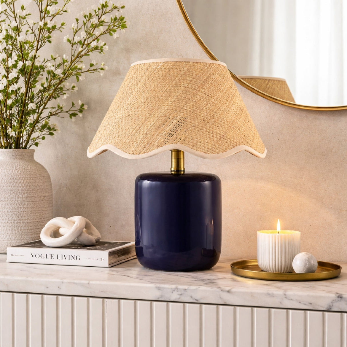 Scalloped Edge Seagrass Table Lamp | Kuda Home Marivela | Oroa.com