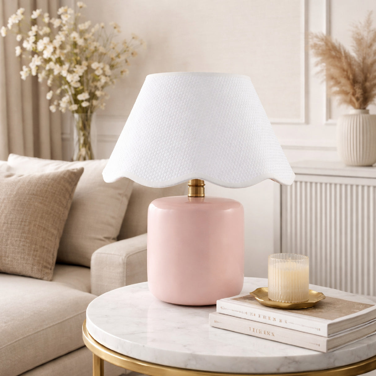 Modern European furniture - Scalloped Seagrass Ceramic Table Lamp - www.oroa.com