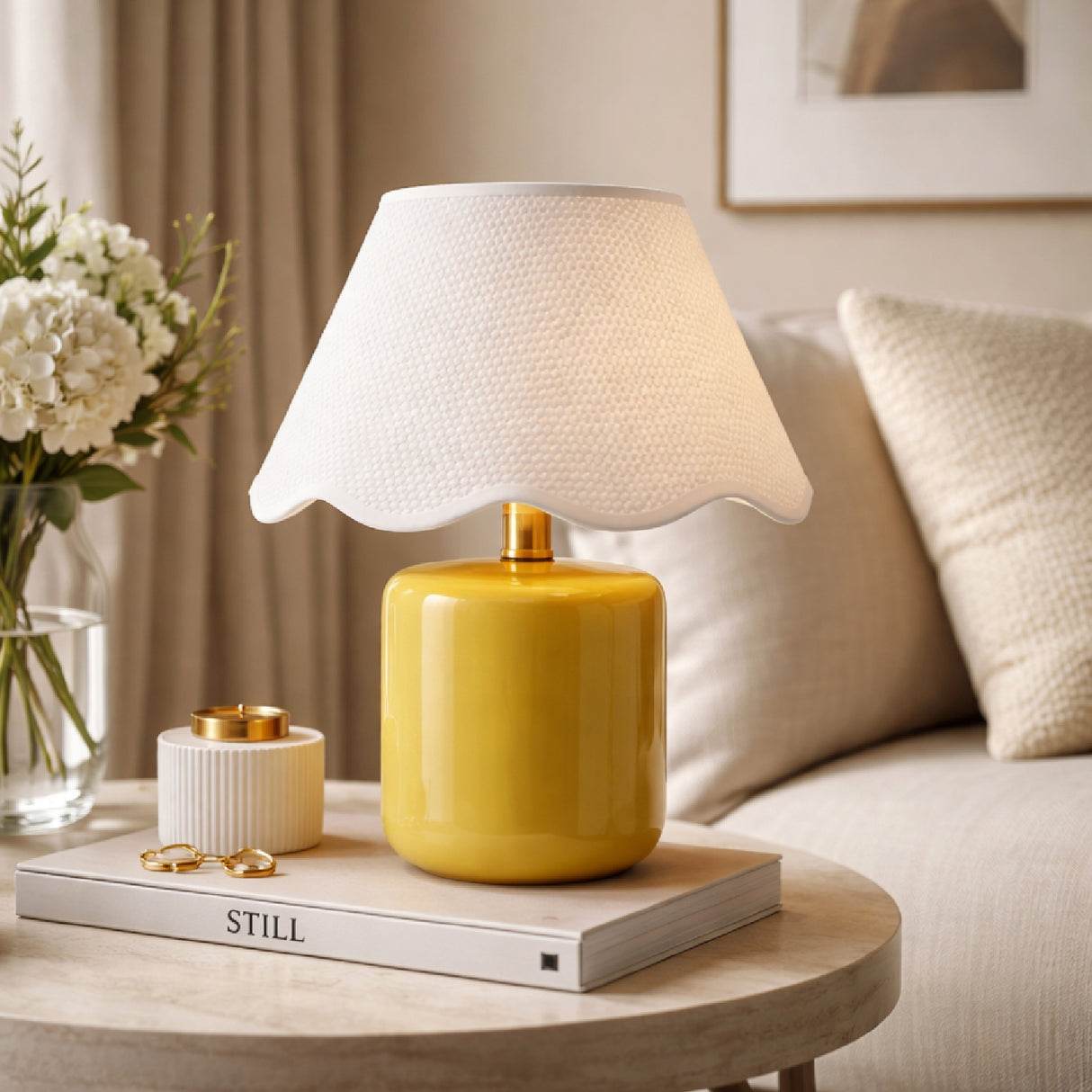 Modern European furniture - Scalloped Seagrass Ceramic Table Lamp - www.oroa.com