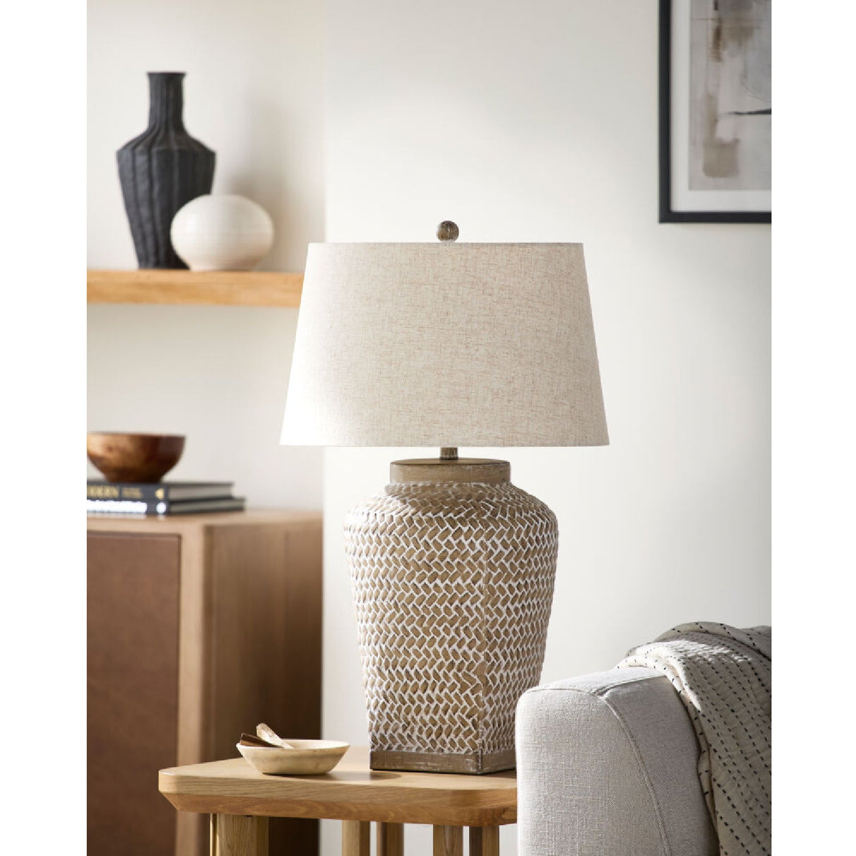 Modern European furniture - Carved Ceramic Accent Table Lamp - www.oroa.com