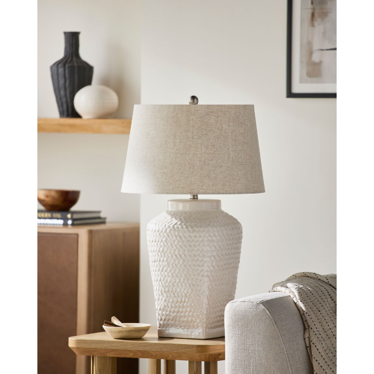 Modern European furniture - Carved Ceramic Accent Table Lamp - www.oroa.com