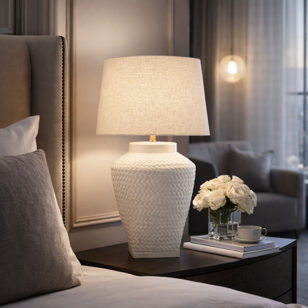 Modern European furniture - Carved Ceramic Accent Table Lamp - www.oroa.com