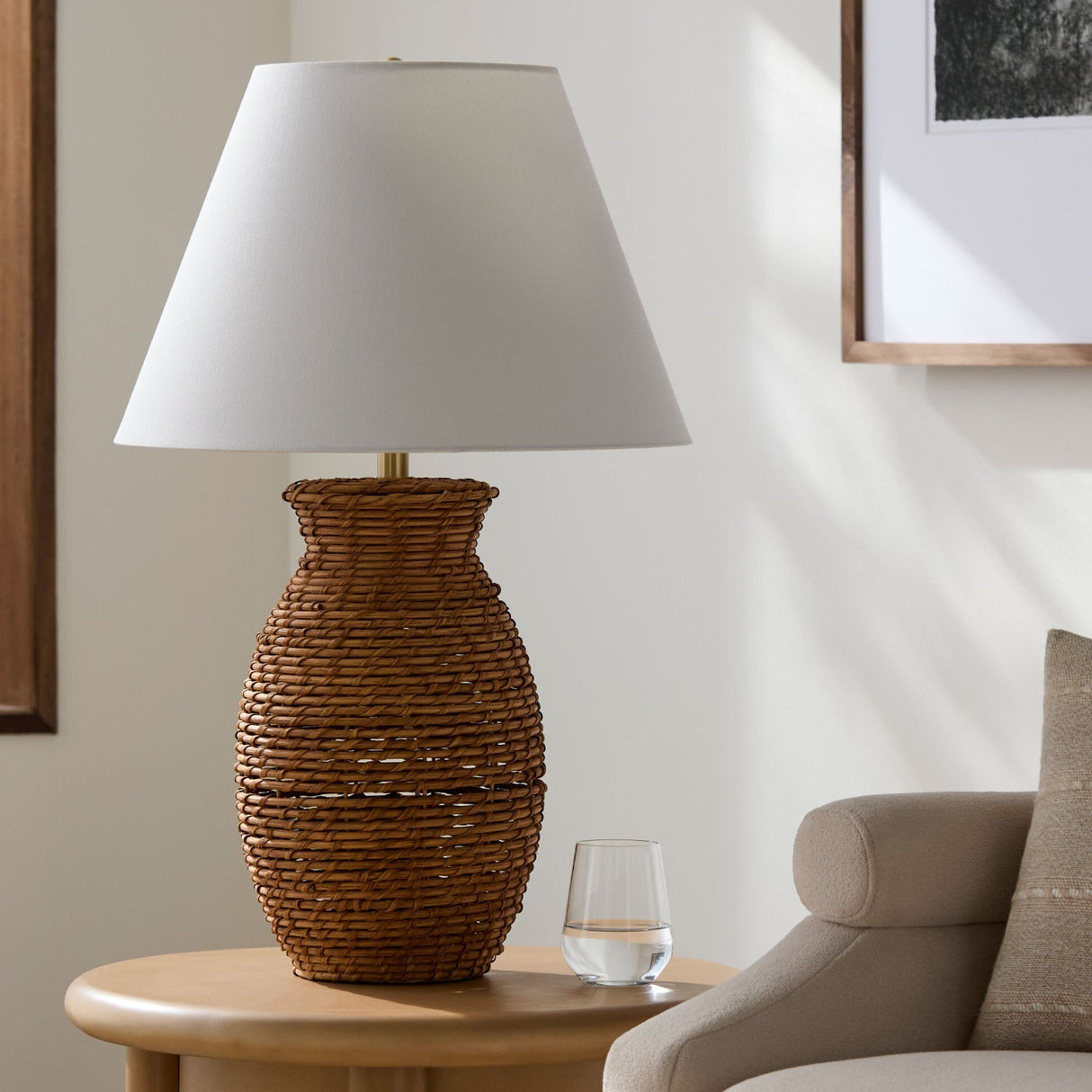 Modern European furniture - Painted Rattan Accent Table Lamp - www.oroa.com