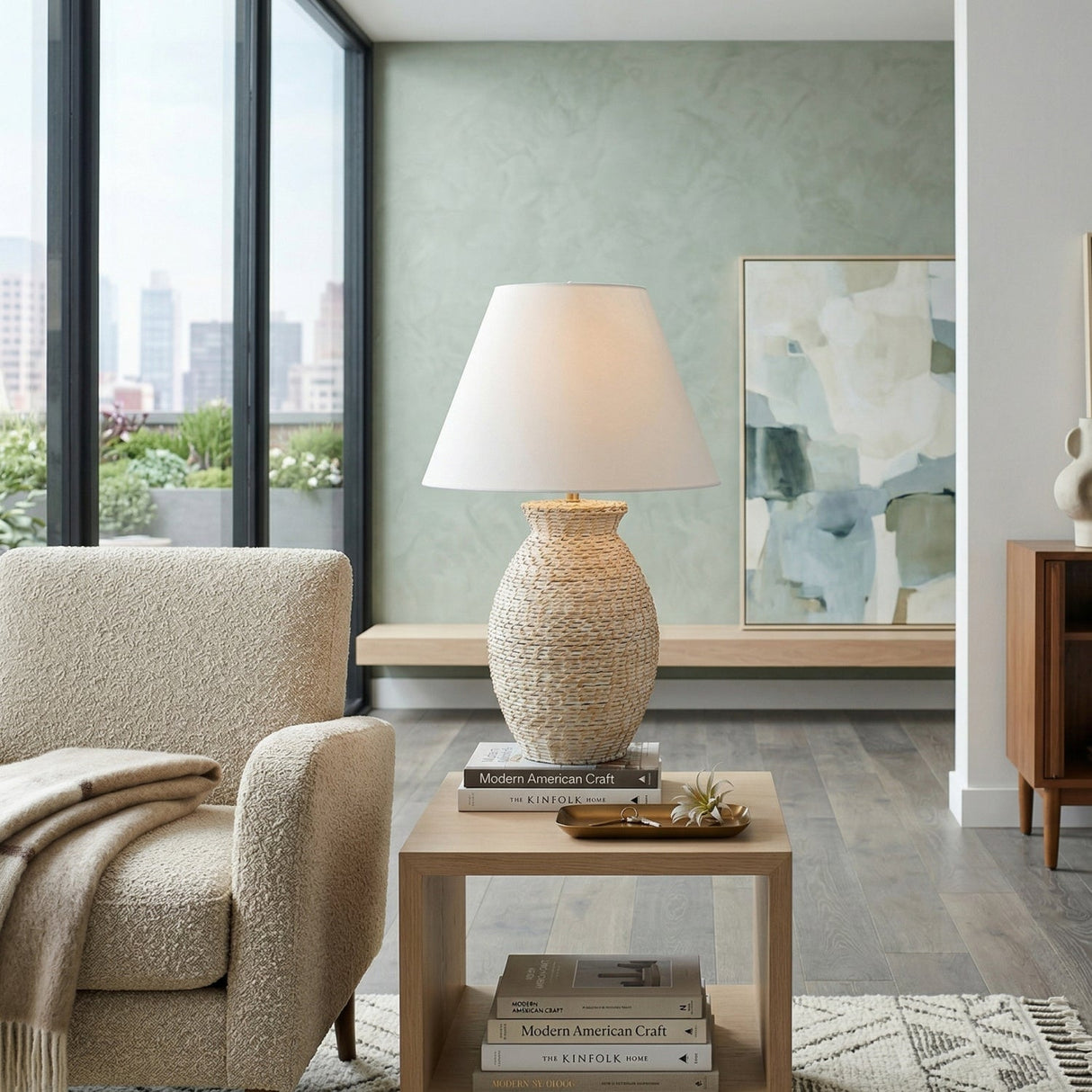 Modern European furniture - Painted Rattan Accent Table Lamp - www.oroa.com