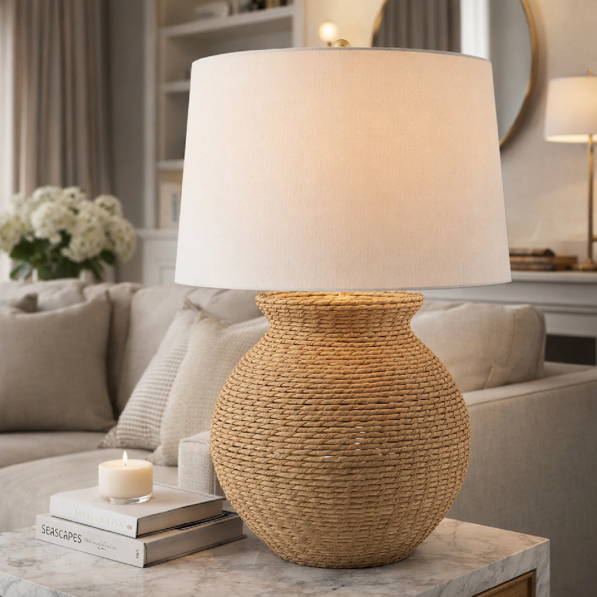 Modern European furniture - Natural Rattan Base Table Lamp - www.oroa.com