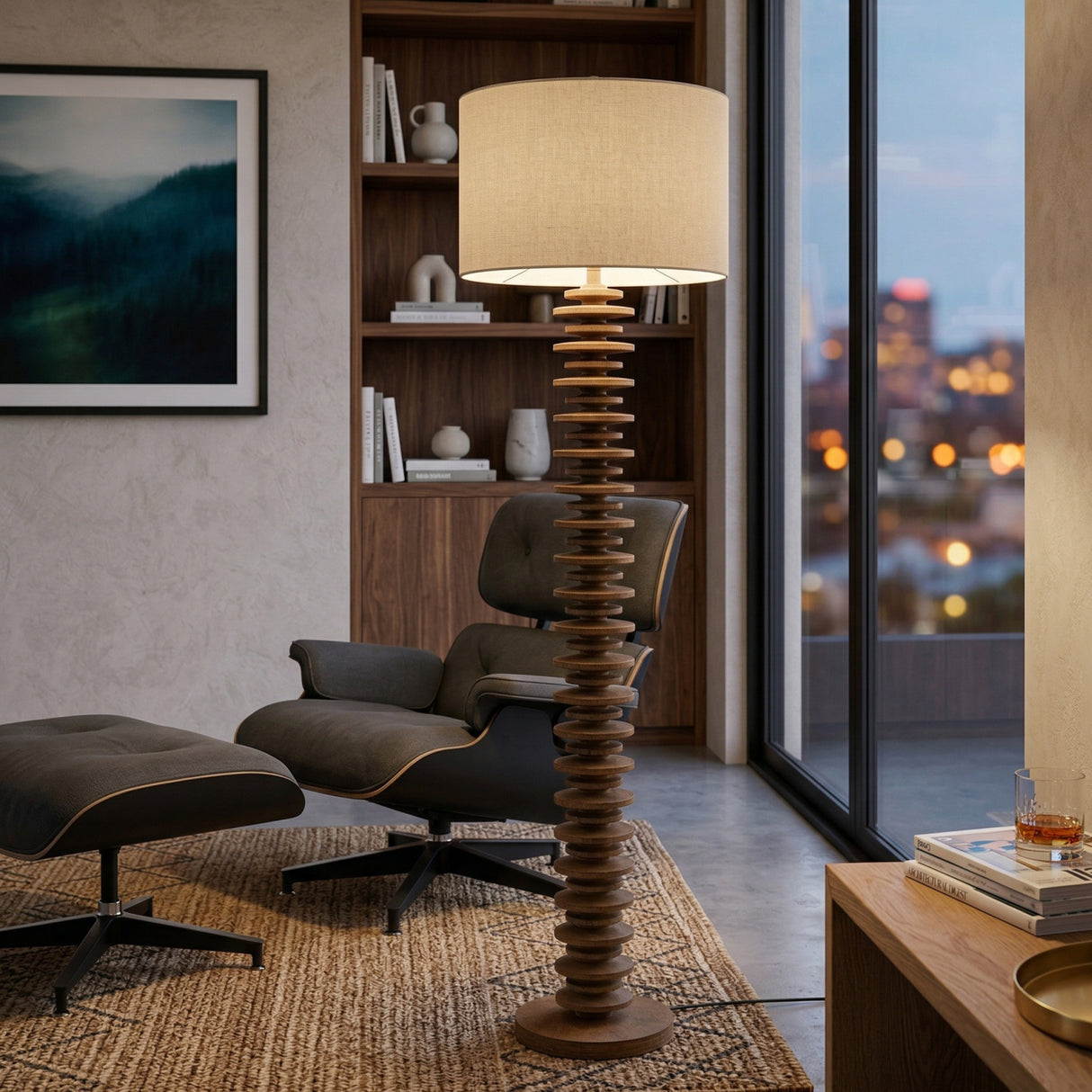 Modern European furniture - Beige Stacked Base Floor Lamp - www.oroa.com