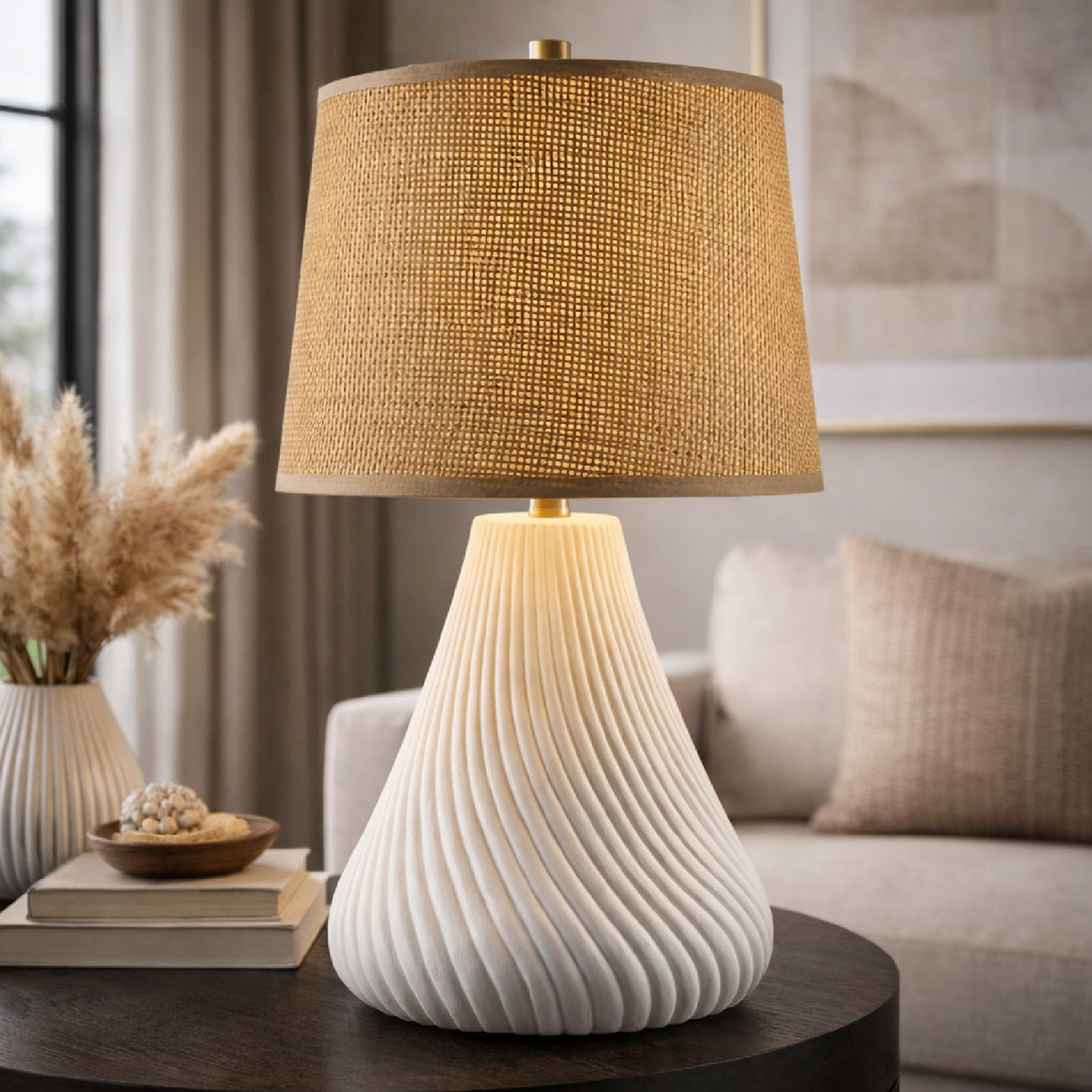 Modern European furniture - Brown Rattan Shade Table Lamp - www.oroa.com