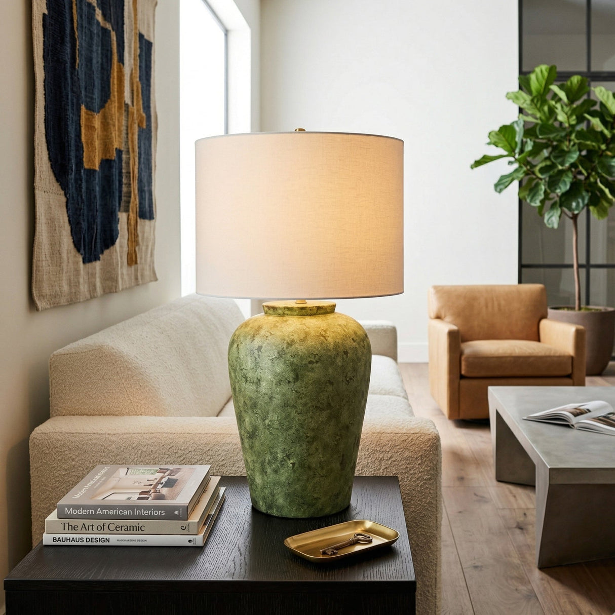 Modern European furniture - Green Ceramic Table Lamp - www.oroa.com