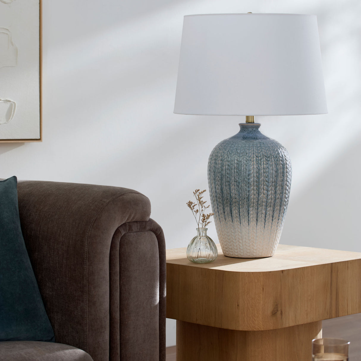 Modern European furniture - Two-Toned Blue Ceramic Table Lamp - www.oroa.com