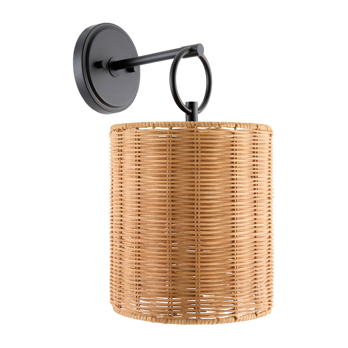 Modern European furniture - Drum Rattan Shade Wall Lamp - www.oroa.com