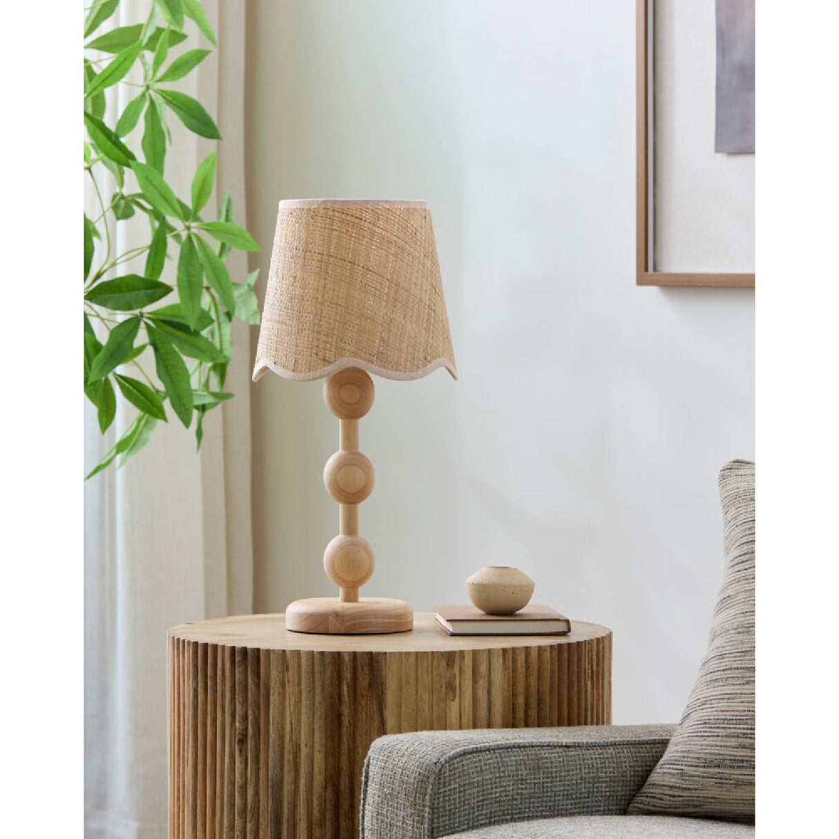 Modern European furniture - Seagrass Shade Rubberwood Table Lamp - www.oroa.com