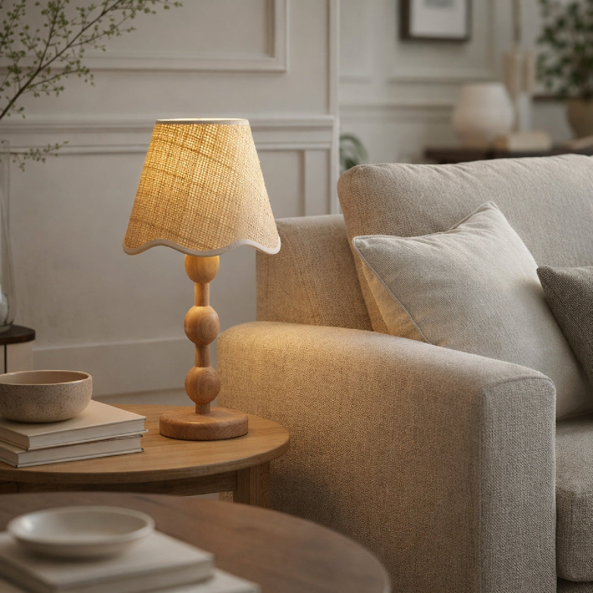 Modern European furniture - Seagrass Shade Rubberwood Table Lamp - www.oroa.com