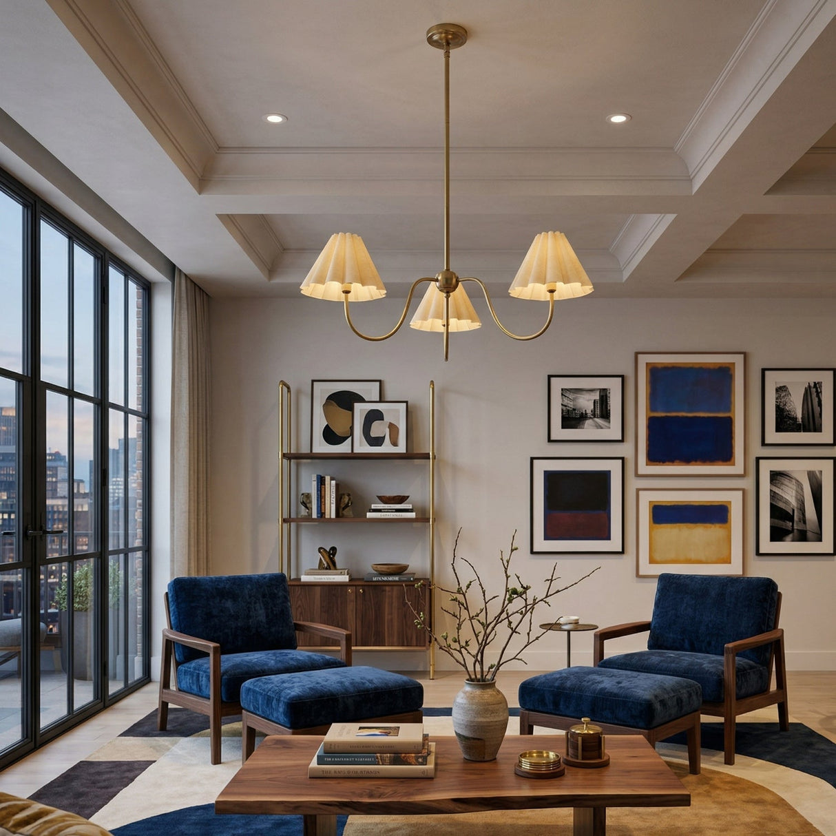 Modern European furniture - Pleated Linen 3-Light Chandelier - www.oroa.com