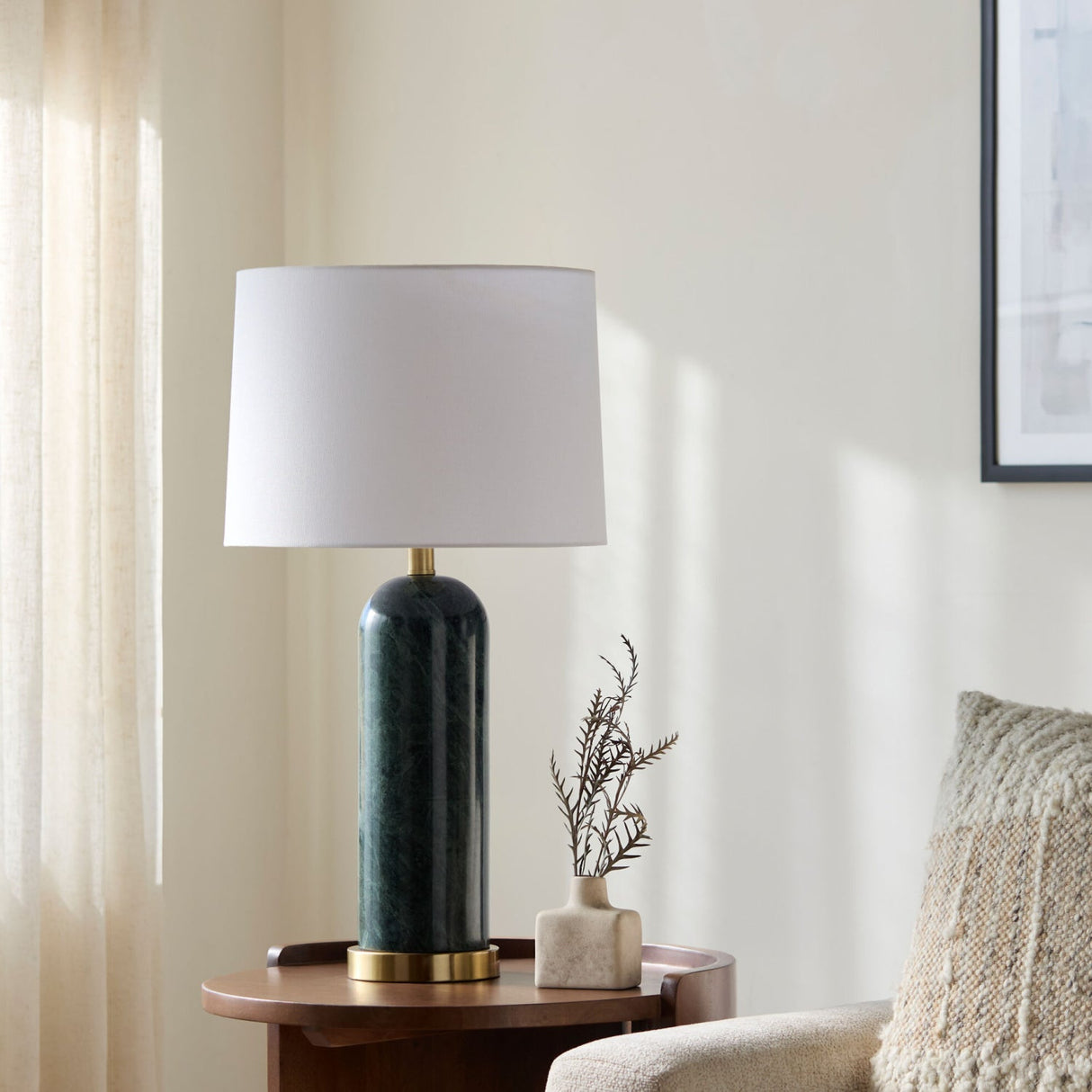 Modern European furniture - Brushed Marble Linen Table Lamp - www.oroa.com