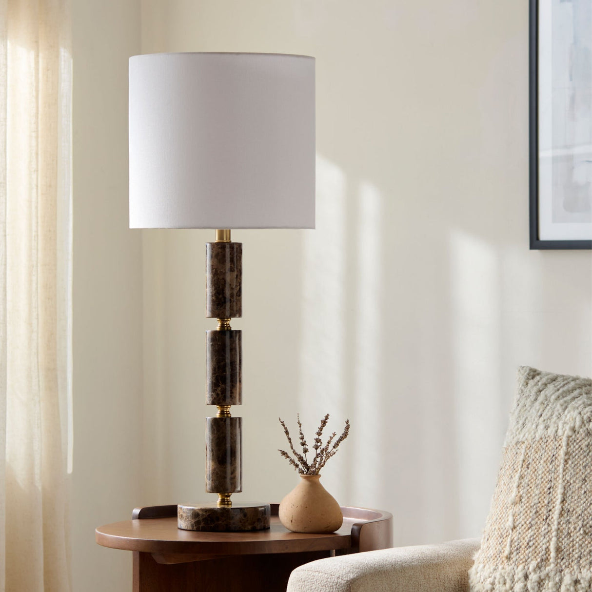 Modern European furniture - Stacked Marble Tube Table Lamp - www.oroa.com