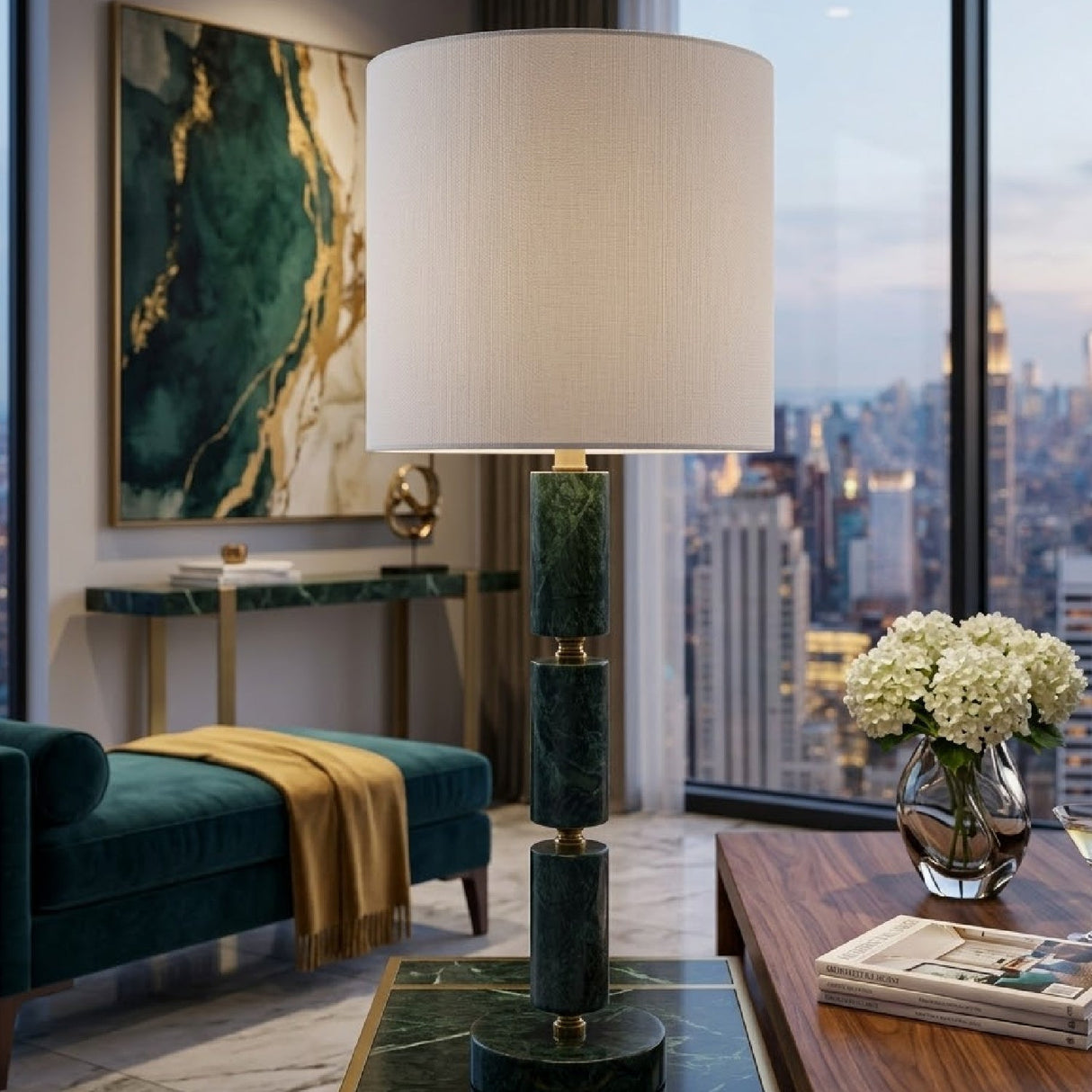 Modern European furniture - Stacked Marble Tube Table Lamp - www.oroa.com