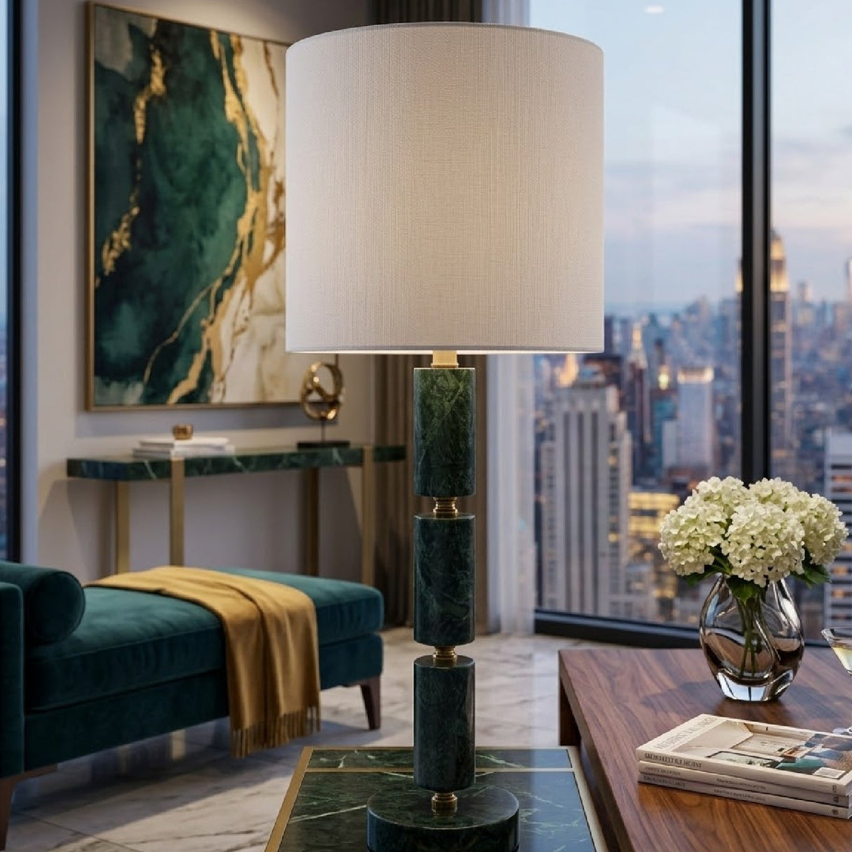 Modern European furniture - Stacked Marble Tube Table Lamp - www.oroa.com