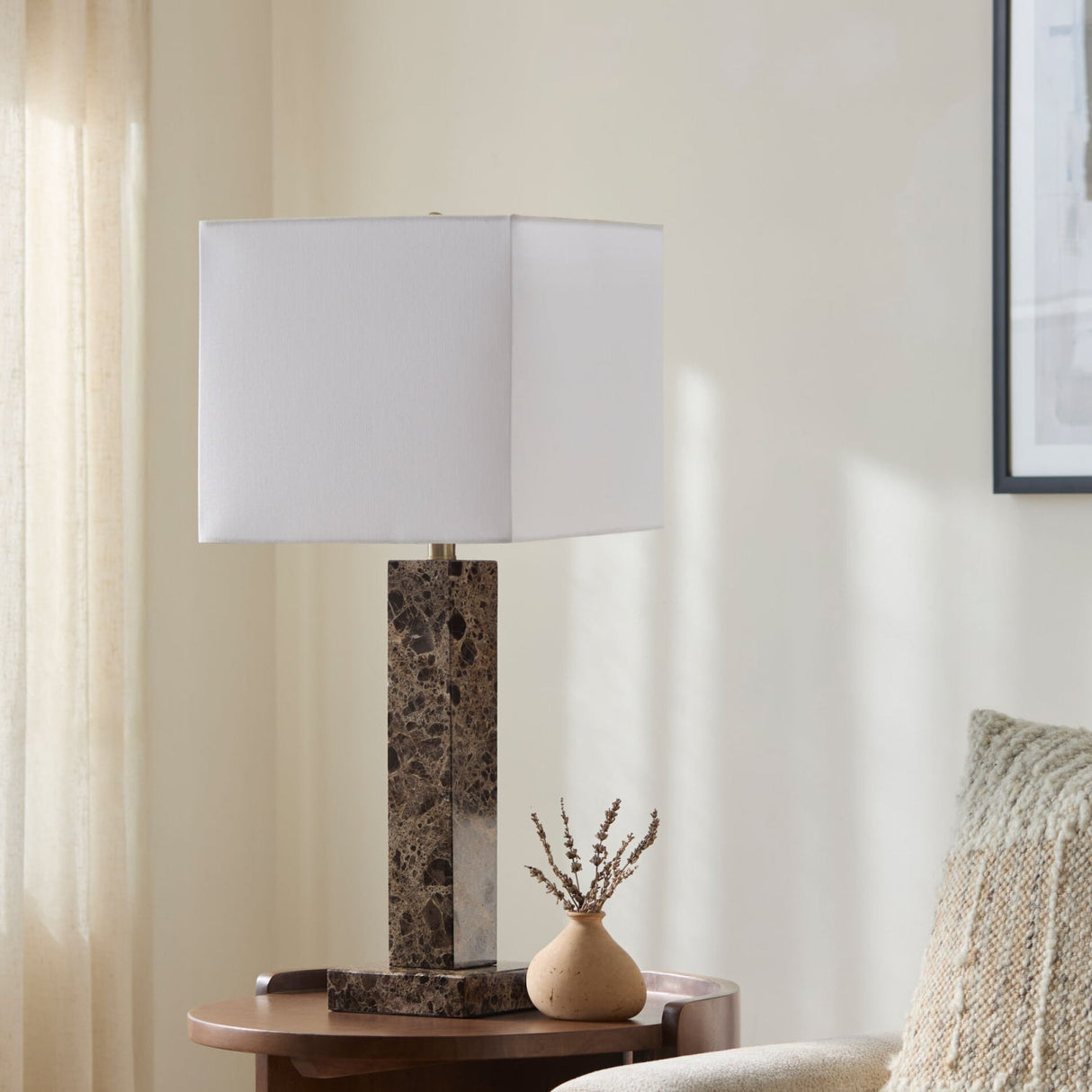 Modern European furniture - Square Brush Marble Table Lamp - www.oroa.com