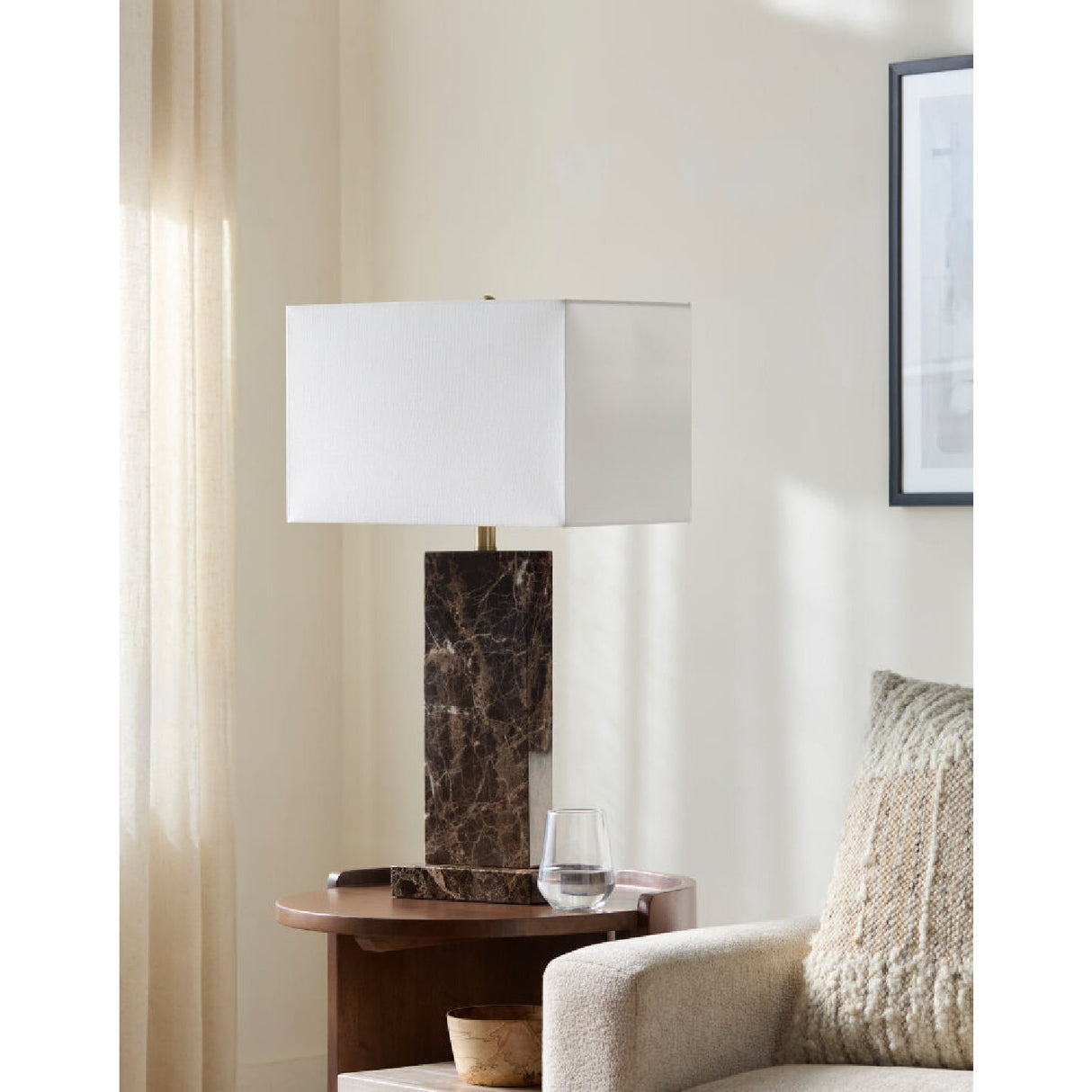 Modern European furniture - Rectangular Brushed Marble Table Lamp - www.oroa.com