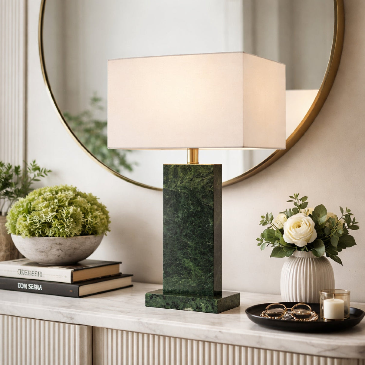 Modern European furniture - Rectangular Brushed Marble Table Lamp - www.oroa.com
