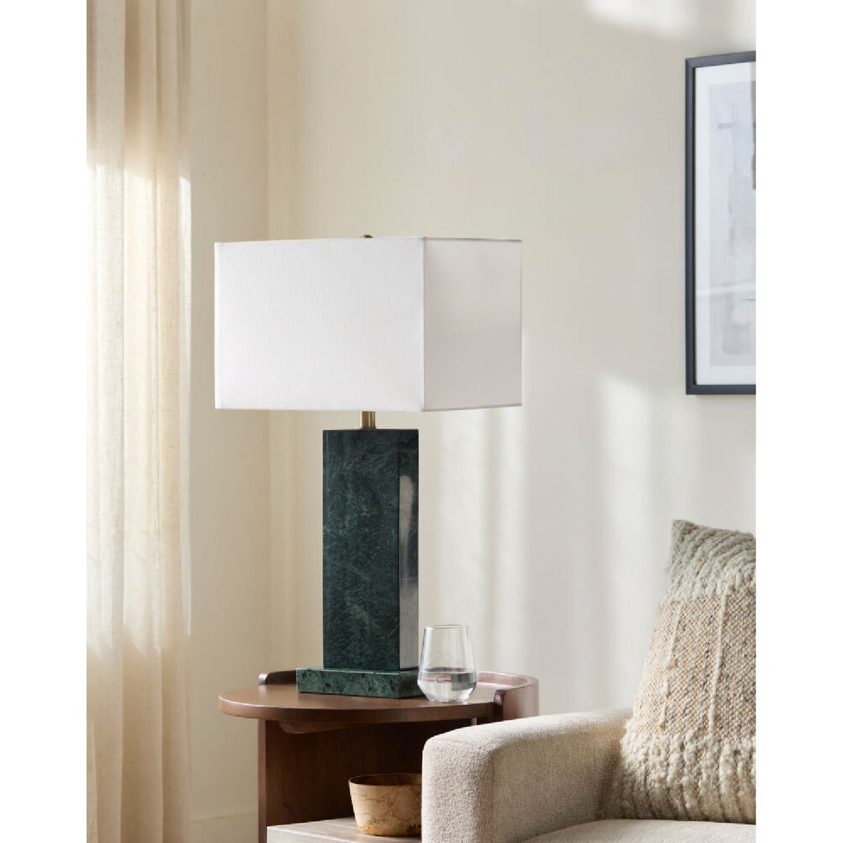 Modern European furniture - Rectangular Brushed Marble Table Lamp - www.oroa.com