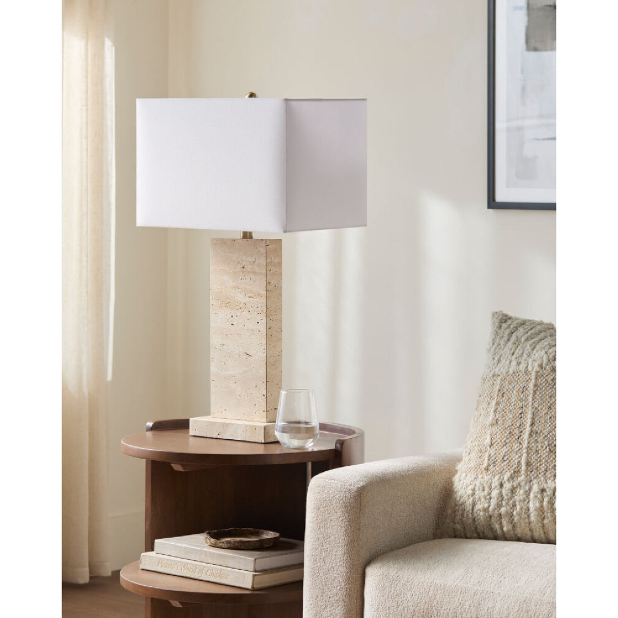 Modern European furniture - Rectangular Brushed Marble Table Lamp - www.oroa.com