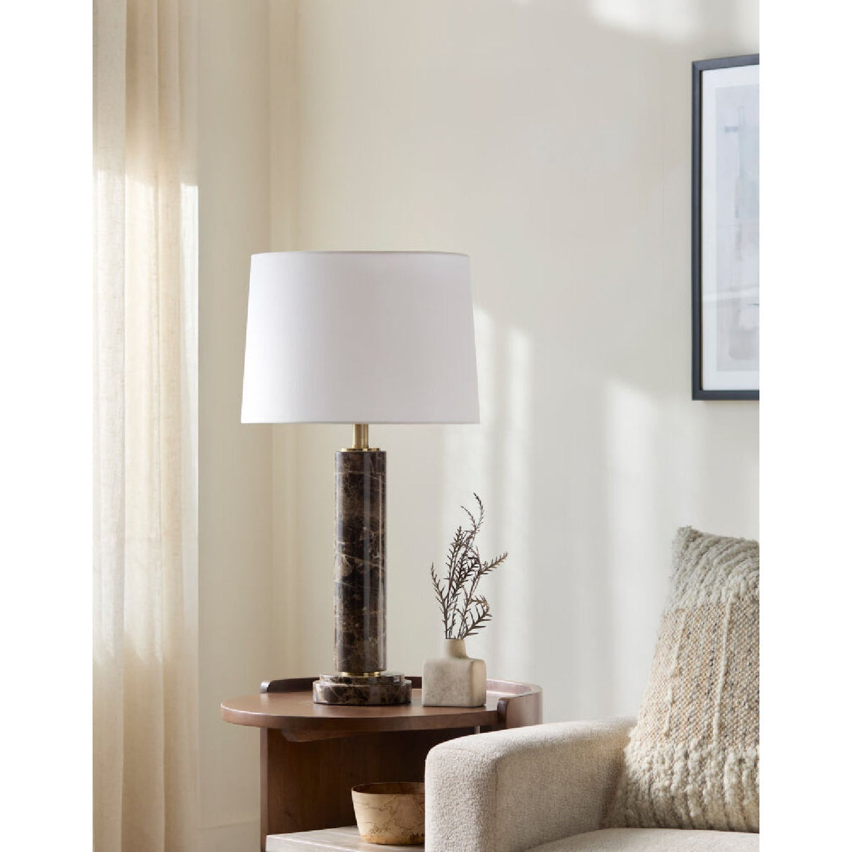 Modern European furniture - Brushed Marble Tube Table Lamp - www.oroa.com