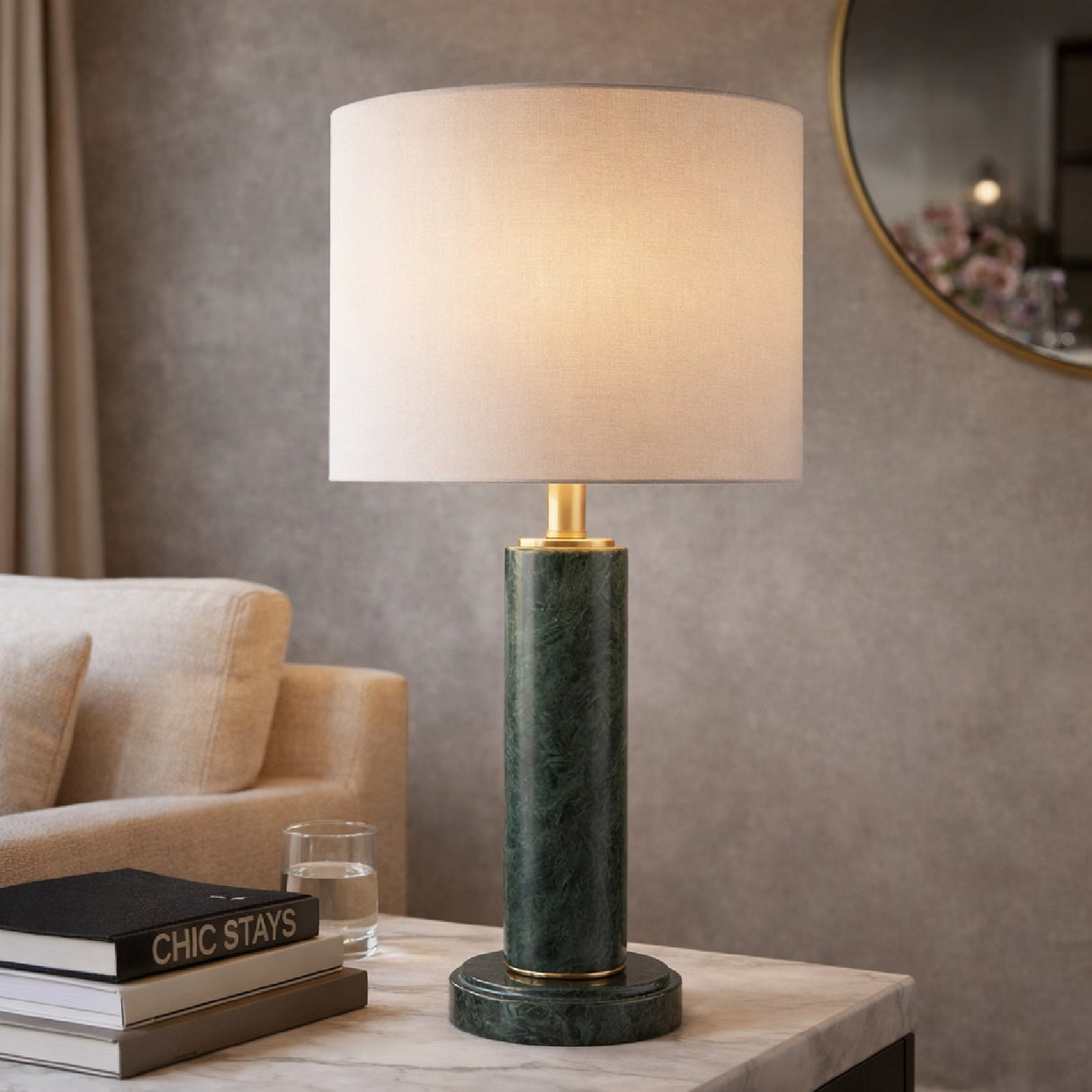 Modern European furniture - Brushed Marble Tube Table Lamp - www.oroa.com