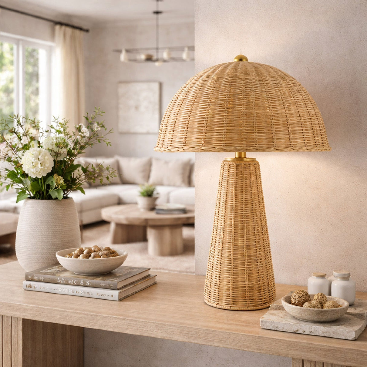 Modern European furniture - Dome Rattan Accent Table Lamp - www.oroa.com