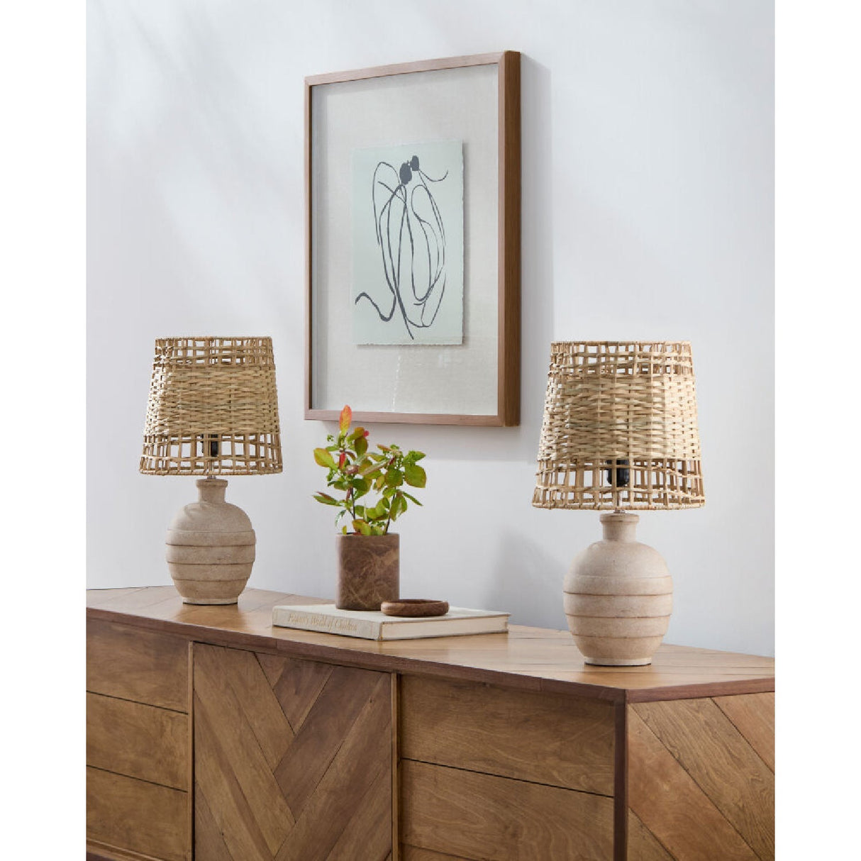 Modern European furniture - Woven Seagrass Ceramic Table Lamps (2) - www.oroa.com