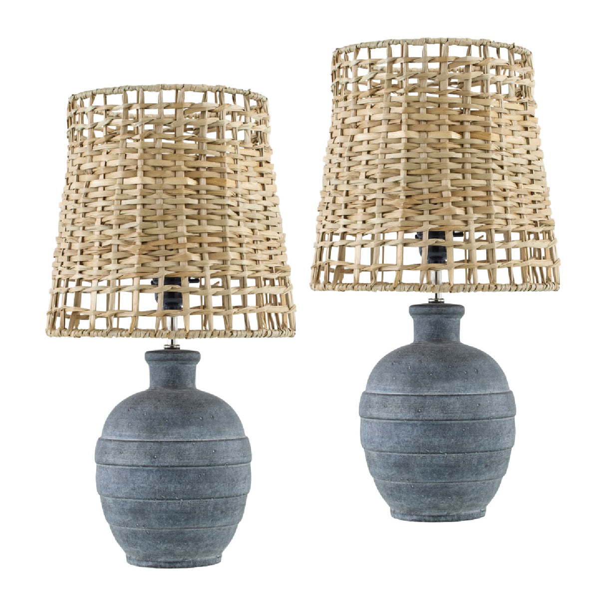 Modern European furniture - Woven Seagrass Ceramic Table Lamps (2) - www.oroa.com