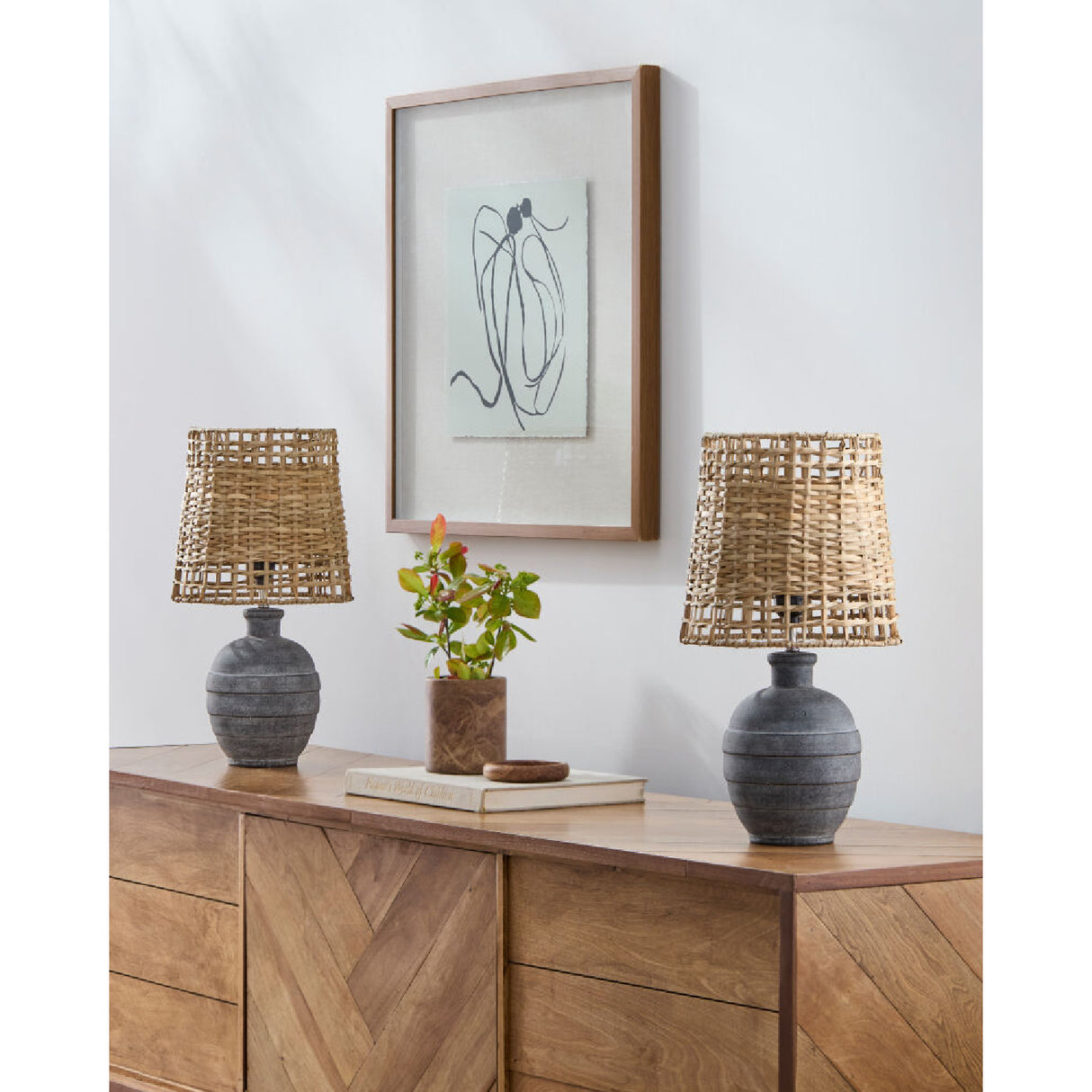 Modern European furniture - Woven Seagrass Ceramic Table Lamps (2) - www.oroa.com