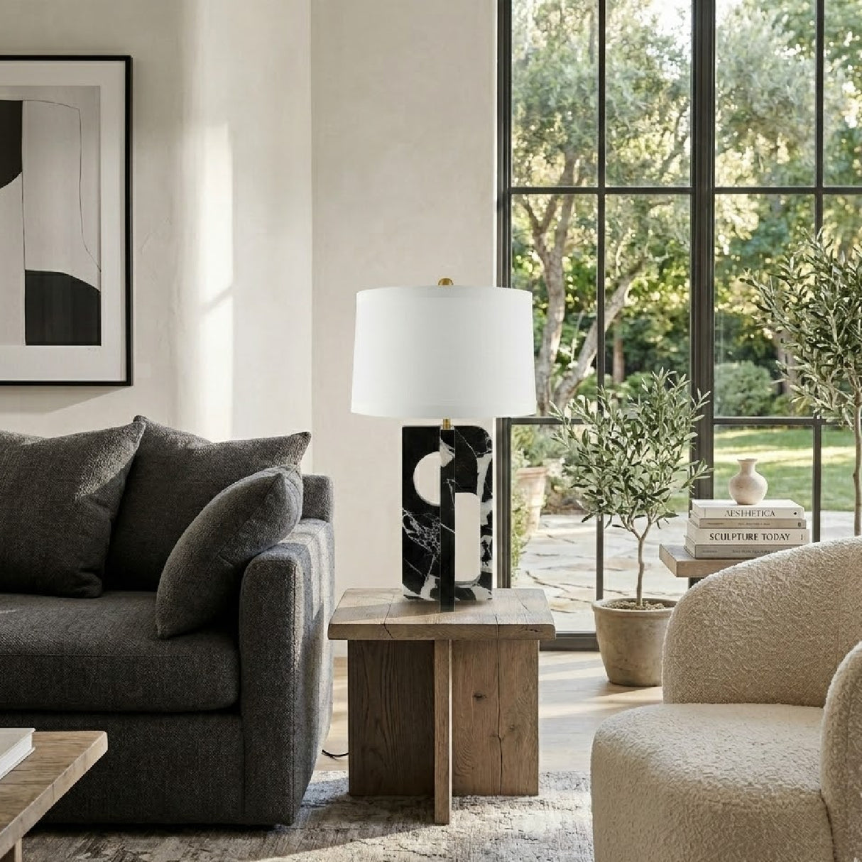 Geometrical Black Marble Table Lamp | Oroa.com