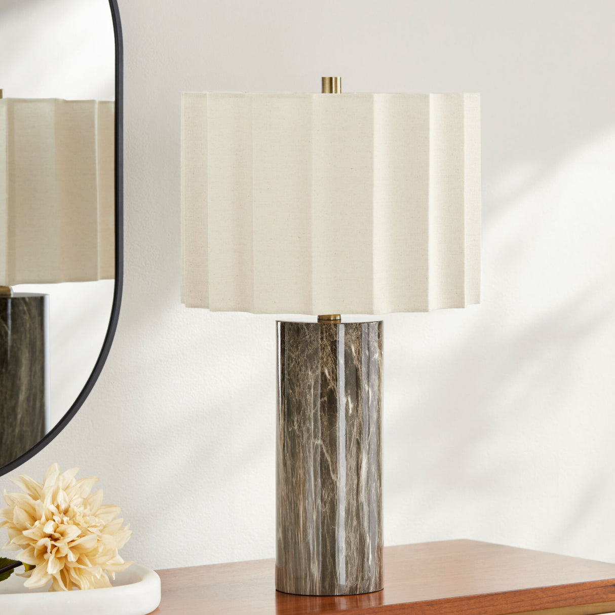 Modern European furniture - Scalloped Taupe Jute Table Lamp - www.oroa.com | Oroa.com