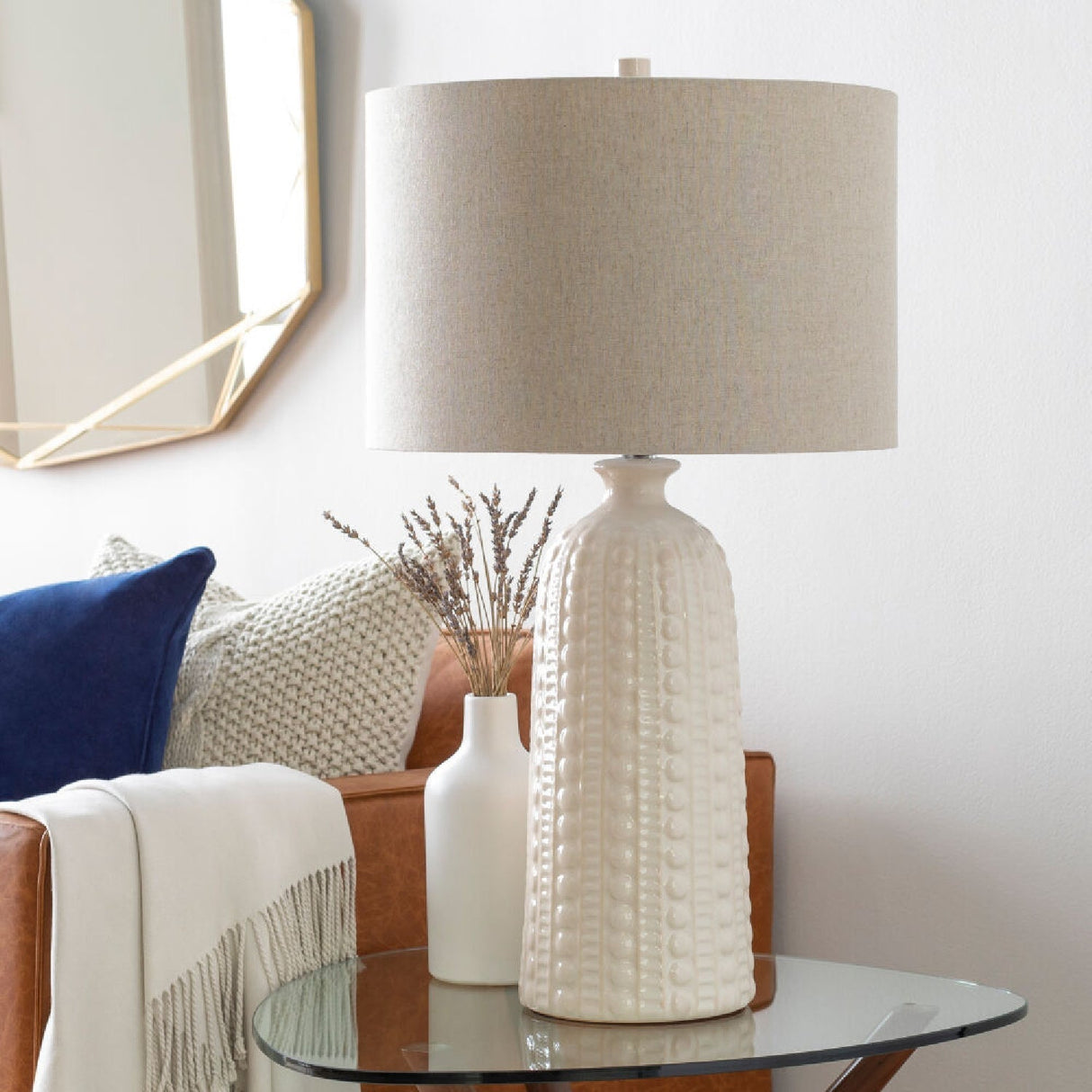Modern European furniture - Crackle White Ceramic Table Lamp - www.oroa.com
