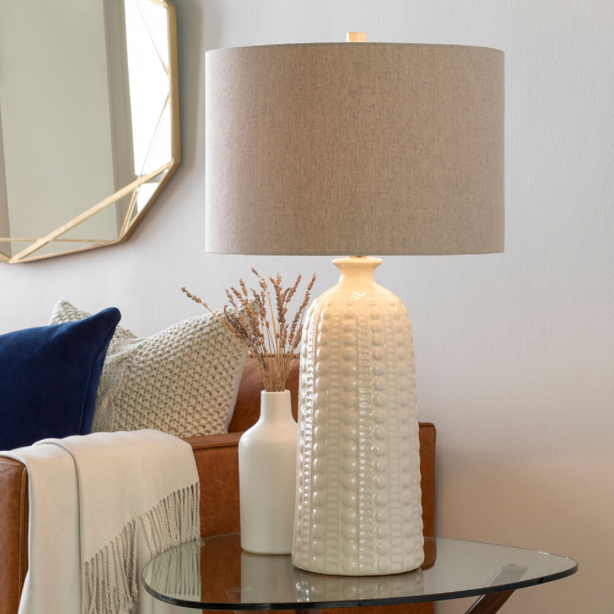 Modern European furniture - Crackle White Ceramic Table Lamp - www.oroa.com