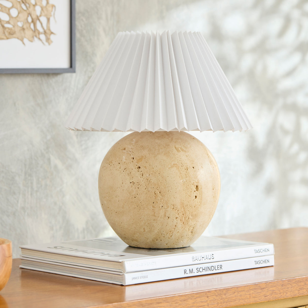 Modern European furniture - Travertine Pleated Linen Table Lamp - www.oroa.com | Oroa.com
