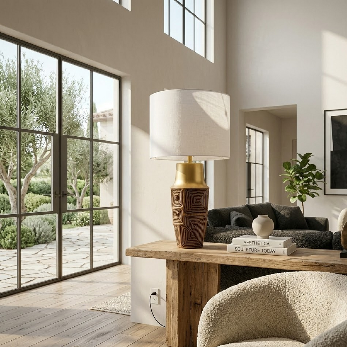 Modern European furniture - Painted Gold Accent Table Lamp - www.oroa.com