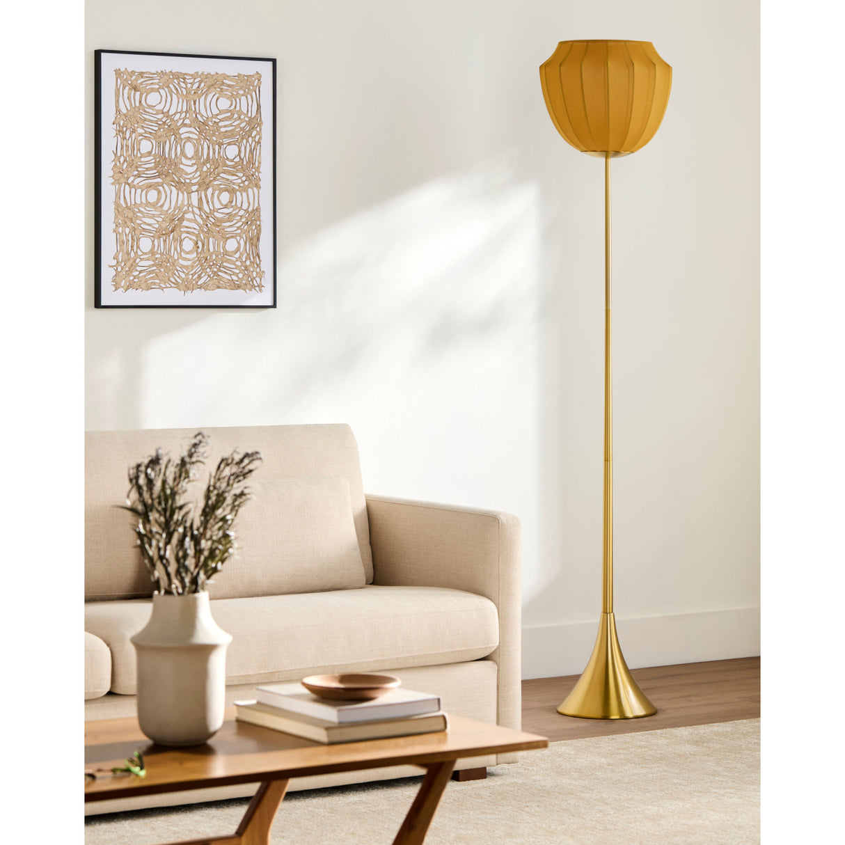 Modern European furniture - Yellow Linen Accent Floor Lamp - www.oroa.com