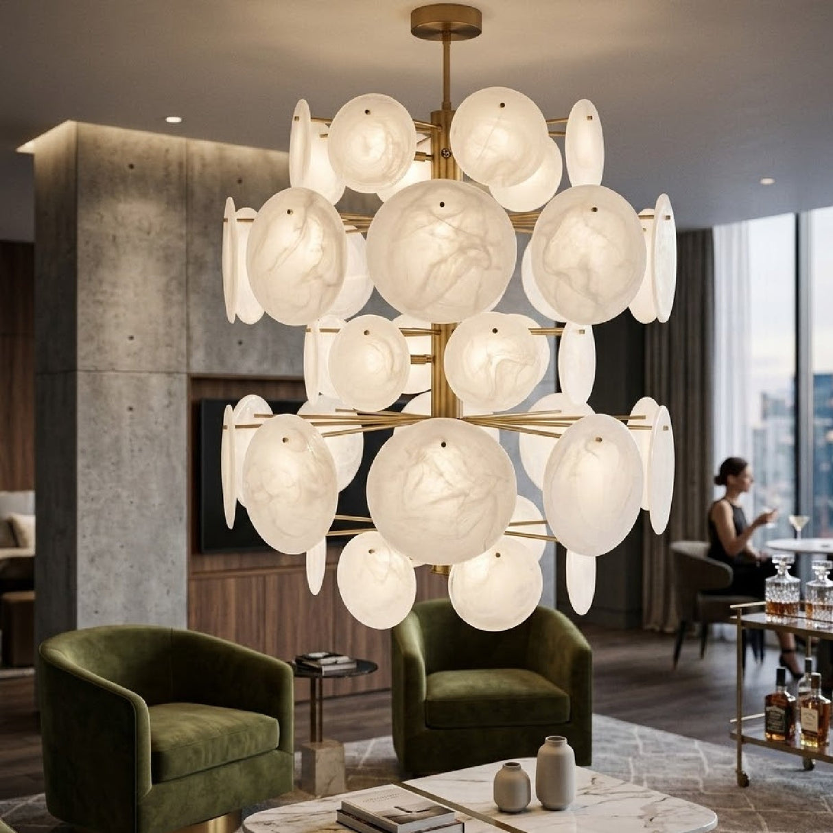 Modern European furniture - White Glass Plates Chandelier - www.oroa.com
