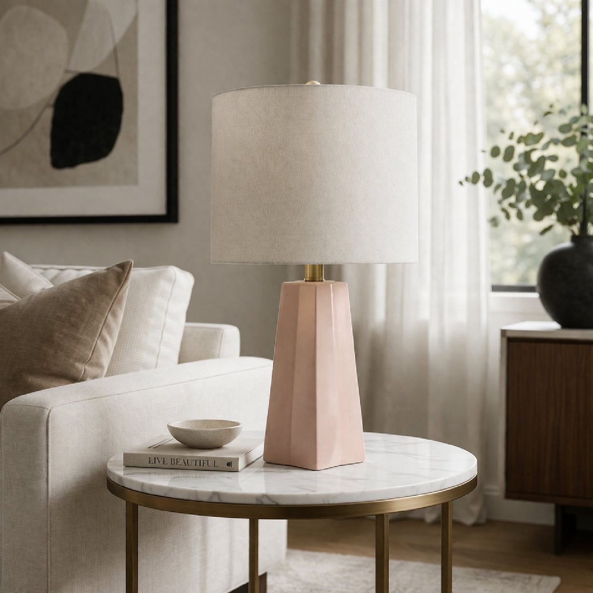 Modern European furniture - Faceted Ceramic Accent Table Lamp - www.oroa.com