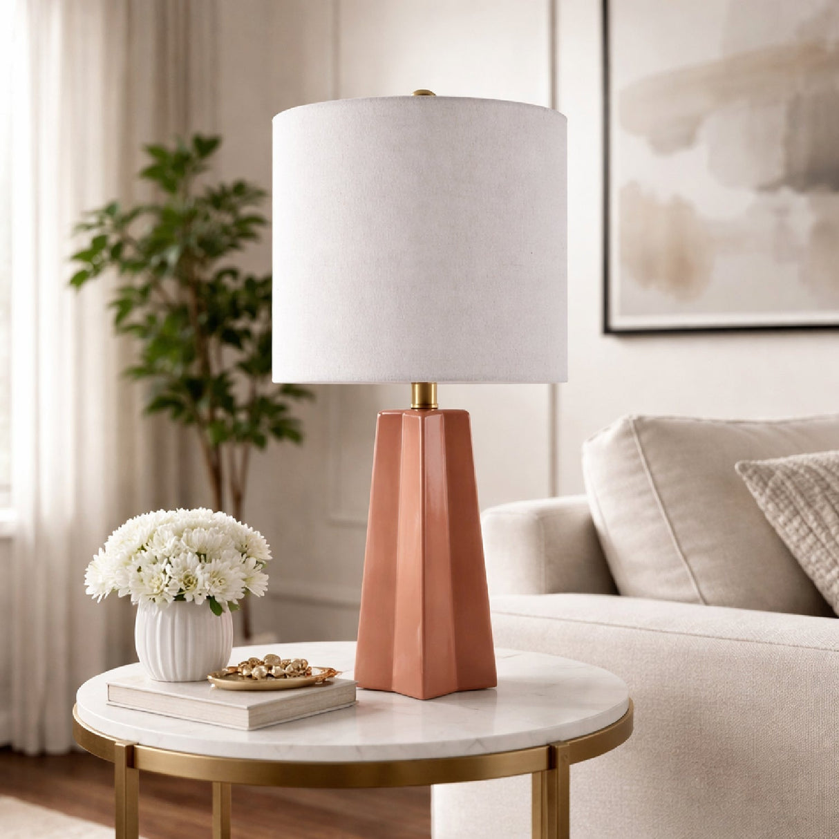 Modern European furniture - Faceted Ceramic Accent Table Lamp - www.oroa.com