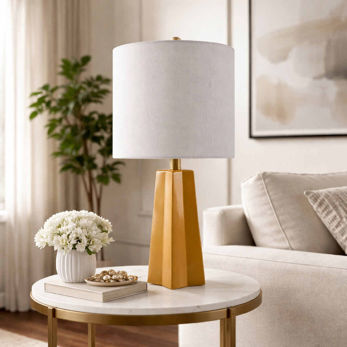 Modern European furniture - Faceted Ceramic Accent Table Lamp - www.oroa.com
