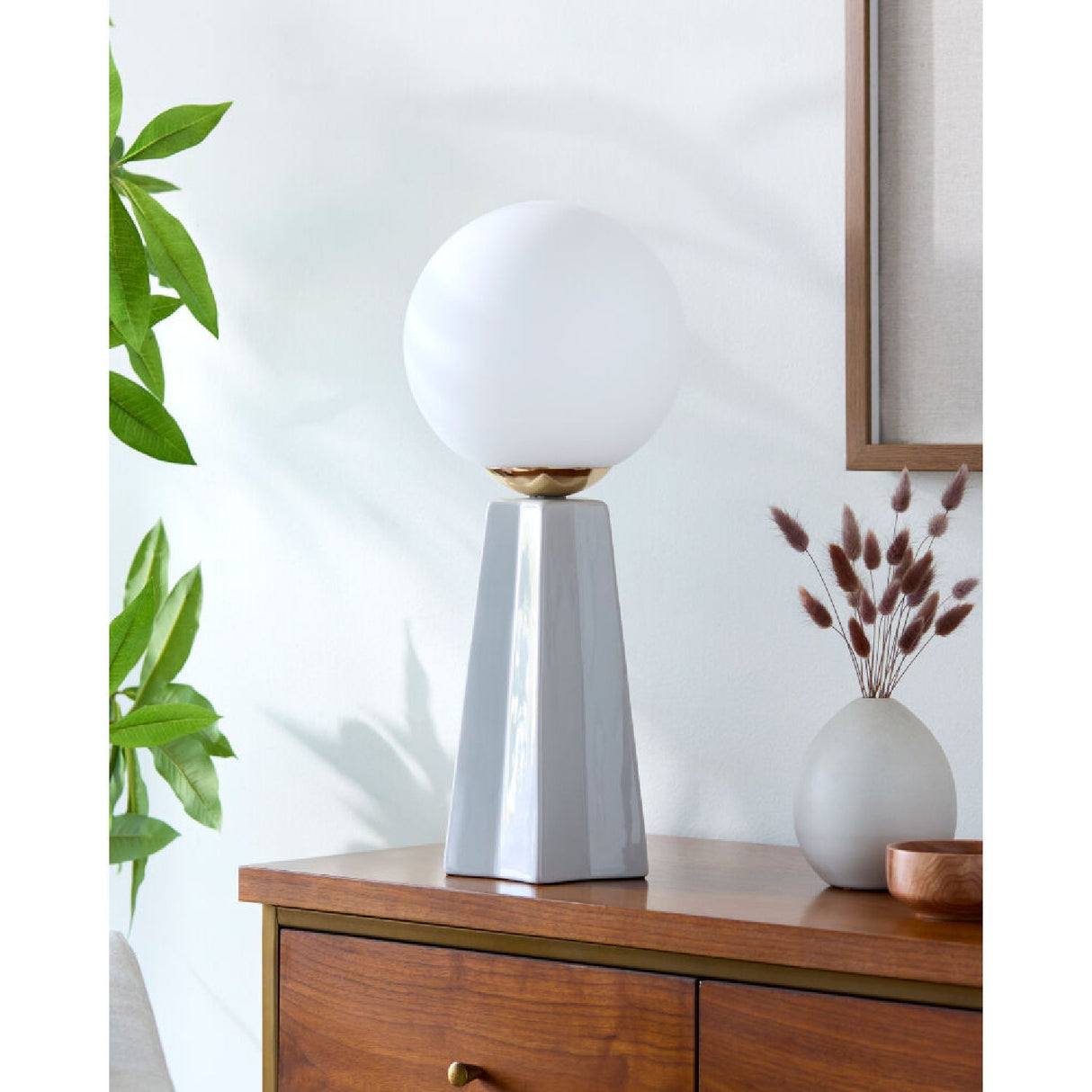Modern European furniture - White Glass Globe Table Lamp - www.oroa.com